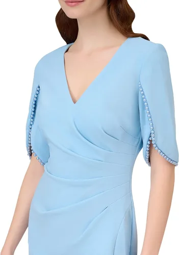 Vista 4 de Adrianna Papell Vestido de punto con ribete de perlas de crepé para mujer