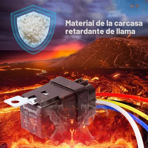 Vista 6 de Delgada Relé de 40/30 amperios 12 V impermeable para automóvil, 5 pines SPDT con juego de enchufes de arnés 14 AWG cables de cobre para barco