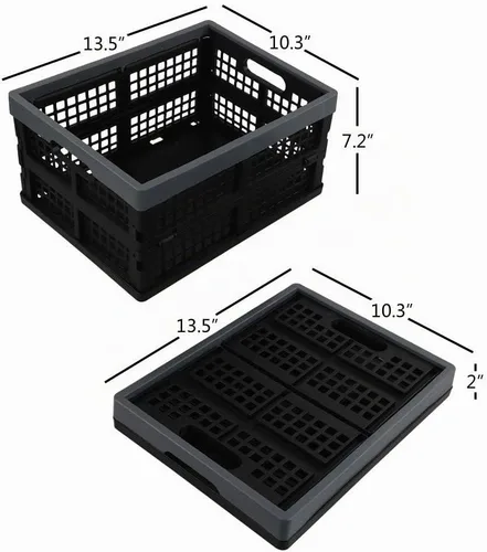 Vista 3 de Cajas plegables de plástico de 15 L, cajas plegables apilables, 4 paquetes