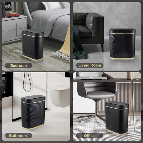 Vista 7 de SYNCVIBE Cubo de basura pequeño de 2 galones con sensor negro con tapa, cubo de basura automático de plástico, cubo de basura delgado con sensor