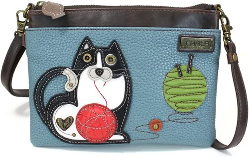 Vista 10 de CHALA Mini bandolera/bolso con correa convertible elegante, compacto, versátil Loro azul - Gris cálido