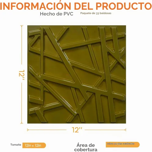 Vista 5 de LEVOWAY - Paneles de pared 3D para decoración de pared interior, 33 unidades de 11.8''x11.8'' con textura acentuada para sala de estar, sala