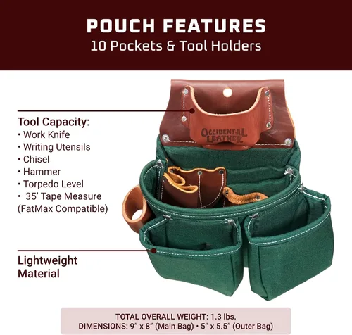 Vista 3 de Occidental Leather OxyLights 3 Pouch Tool Bag with Tape Holder