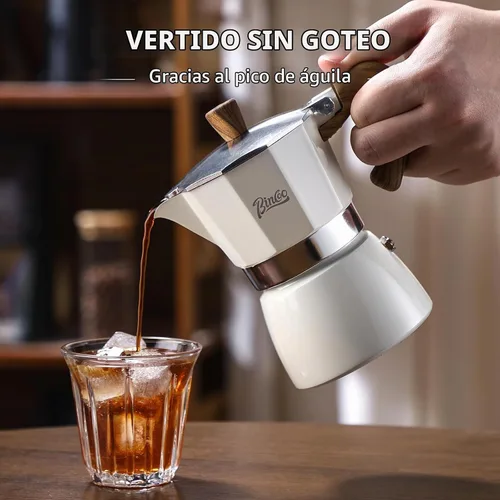 Vista 4 de Estufa para máquina de café expreso, olla de camping Moka de 2 tazas/4.1 fl oz, cafetera italiana de café expreso, fácil de usar (negro)