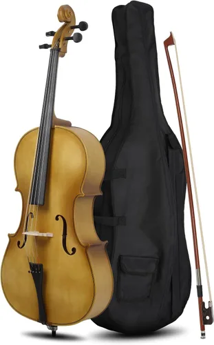Vista 9 de Ktaxon Violonchelo 3/4, juego de violonchelo acústico para principiantes con bolsa portátil, arco, colofonia, puente, instrumentos musicales de Negro