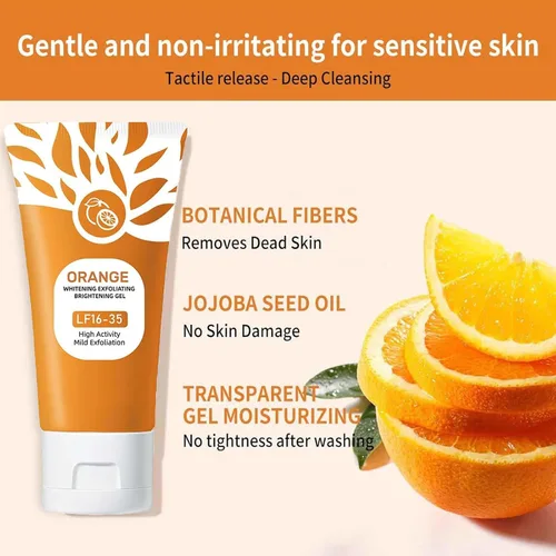 Vista 4 de Exfoliante de gel exfoliante naranja, exfoliante hidratante de limpieza profunda con enzimas, gel exfoliante purificante para cara y cuerpo