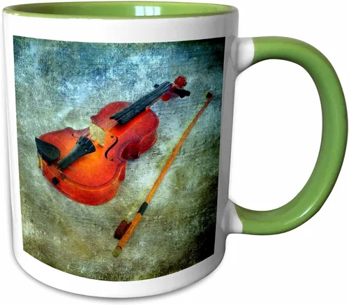 Vista 8 de 3dRose Violin by Angelandspot 15oz Two-Tone Black Mug