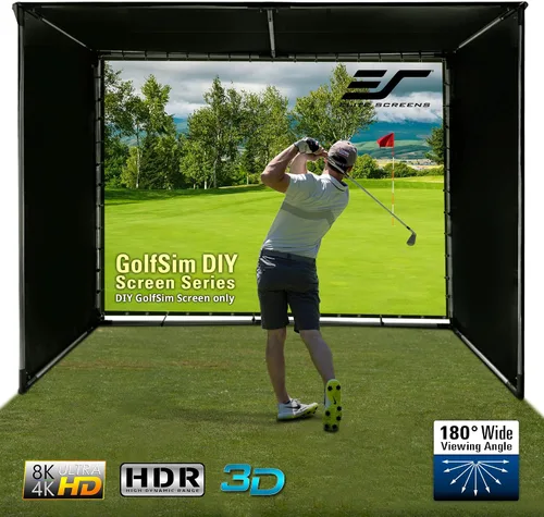 Vista 7 de Elite Screens - Pantalla de impacto de golf de 9.8 x 8 pies con ojales, pantalla de proyección multideporte para simuladores de golf en casa