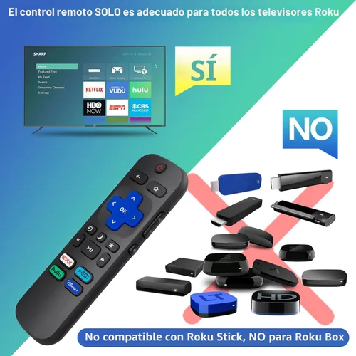 Vista 2 de Control remoto de repuesto solo para todos los televisores Roku, compatible con TCL Roku/Hisense Roku/Onn Roku Series Smart TV