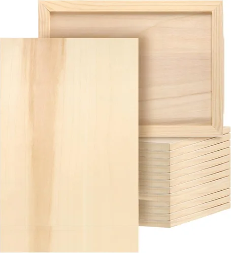 Vista 10 de JOIKIT Paquete de 20 paneles de lienzo de madera de 4.7 x 4.7 pulgadas, tablero de lienzo de madera de 0.3 in de grosor, tableros de pintura