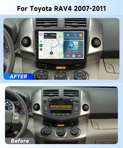 Vista 2 de Radio de coche de 8 núcleos 6G+128G para Toyota RAV4 2007-2011, estéreo de coche Rimoody Android con Carplay inalámbrico, Android Auto, Mirror Link