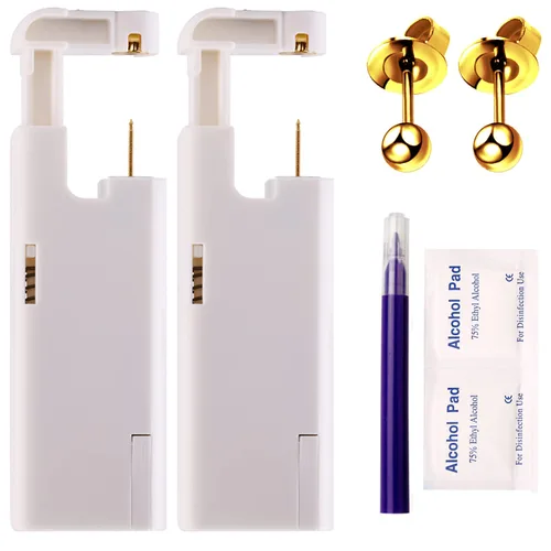 Vista 8 de KAIQIKAIXI 18 piezas, kit de perforación de oreja, pistola de clavos para oreja automática e indolora, desechable, aséptica, casera, portátil, grupo