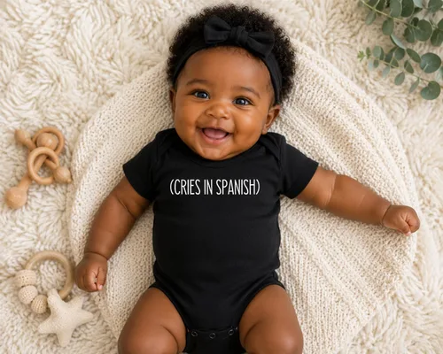 Vista 5 de CBTwear Body infantil divertido para bebé con gritos en español Negro