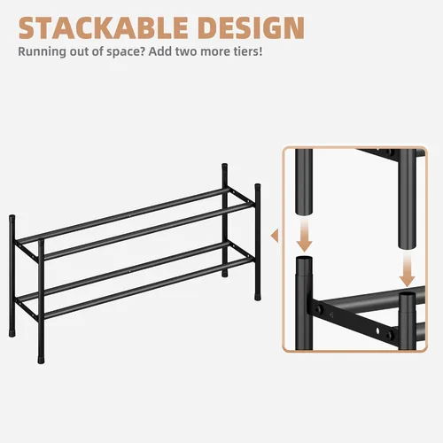 Vista 3 de STORAGE MANIAC Zapatero largo expandible, estante de zapatos de metal ancho apilable de 6 pares, estante ajustable para zapatos, organizador