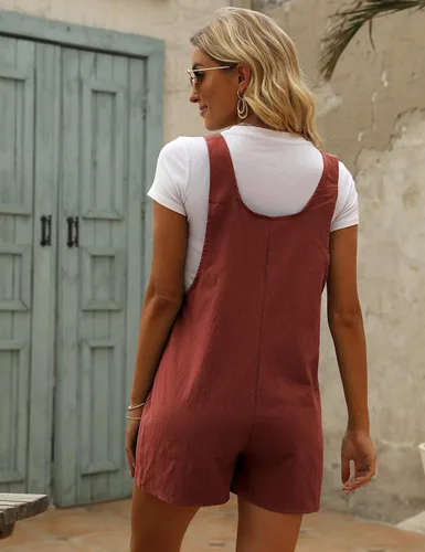 Vista 12 de Yeokou overol casual de verano de lino y algodón para mujer