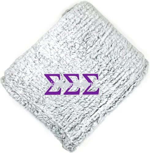 Vista 11 de Go Greek Chic Alpha Chi Omega - Manta de sherpa bordada (azul marino)