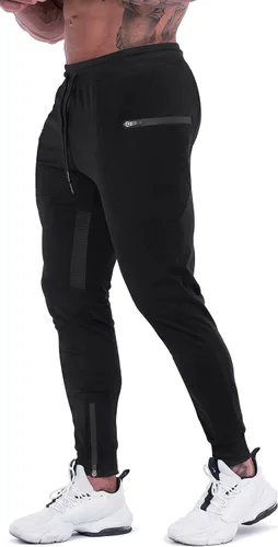Vista 2 de MAIKANONG Pantalones deportivos para hombre, pantalones cónicos, informales, para entrenamiento, gimnasio, entrenamiento, pantalones ajustados