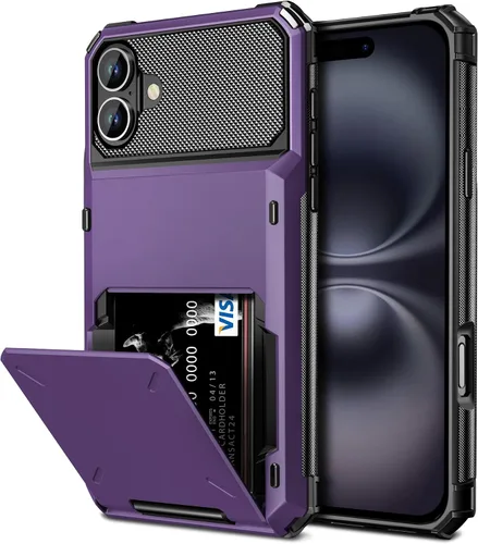 Vista 19 de Vofolen Funda para iPhone 16 con tarjetero tipo cartera negra Negro