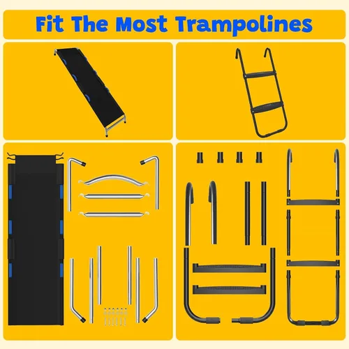 Vista 8 de Kit de diapositivas de escalera de trampolín, accesorios para trampolín incluyen tobogán y escalera