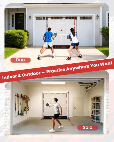 Vista 4 de Red de práctica de pickleball Rebounder de 6 pies: Red de entrenamiento de pickleball con marco de metal fuerte, portátil para entrada al aire