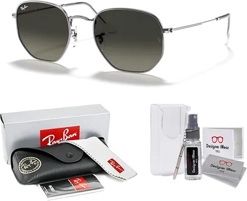 Vista 2 de Ray-Ban RB3548N - Gafas de sol hexagonales 001 de 54 M para hombres y mujeres (grande), paquete con kit de diseñador iWear