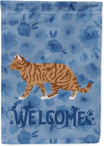 Vista 14 de Caroline's Treasures CK4813CHF - Bandera de bienvenida con gato abisinio azul, manga grande, para porche, para colgar en la pared, poliéster