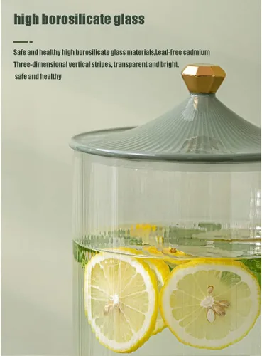 Vista 5 de Dispensador de bebidas de vidrio de gran capacidad con soporte para jarra de agua, tetera para fiestas al aire libre, dispensador de jugos de picnic