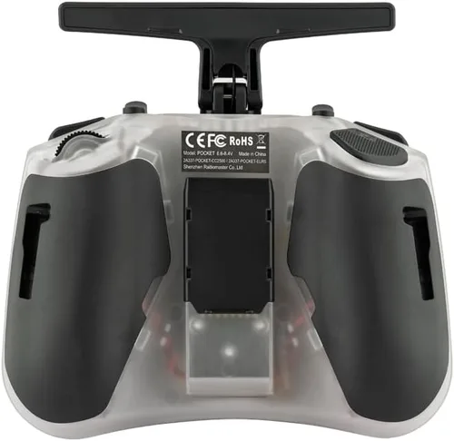 Vista 4 de Control remoto portátil de bolsillo RadioMaster Hall Gimbal EdgeTX con luz LED integrada Modo 2 (Transparente, ELRS)