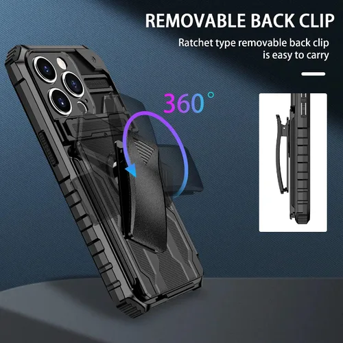 Vista 4 de Funda compatible con Redmi A1, soporte integrado compatible con Redmi A2 a prueba de golpes, funda protectora 2 en 1, color negro
