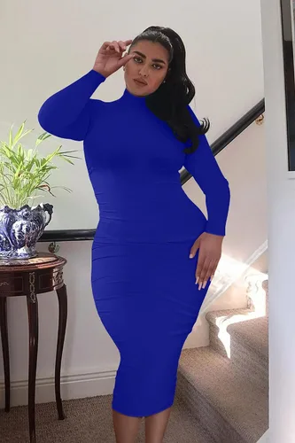Vista 6 de GOBLES Vestido largo sexy de manga larga con cuello alto y elegante para mujer
