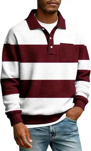 Vista 18 de Camisas de manga larga con botones a cuadros para hombre, con cuello de manga larga, estilo casual, elegante, a cuadros