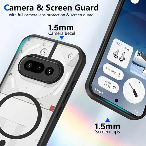 Vista 38 de Funda magnética transparente compatible con Xiaomi 17T, color negro 2 en 1 PC + TPU cubierta de teléfono a prueba de golpes, carcasa protectora