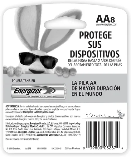 Vista 2 de Eveready Energizer Max pilas alcalinas AAA 8 ea, plata (E92MP-8)