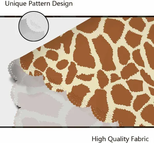 Vista 5 de AOYEGO Mantel redondo marrón con estampado de animales, 60 pulgadas, textura de piel de jirafa, forma irregular, mantel de poliéster para decoración