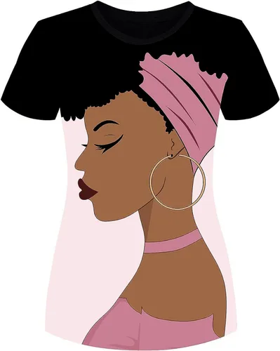 Vista 9 de Camisa para mujer con estampa 3D de mujer negra, con afro, pelo natural, camisa informal Negro-10