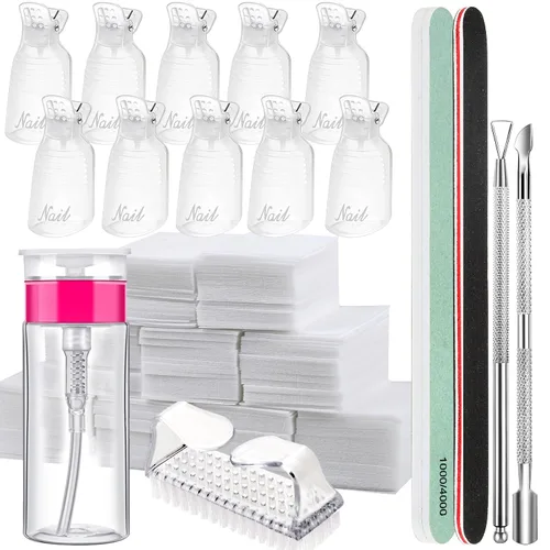 Vista 11 de Kit de herramientas de removedor de esmalte de uñas en gel FANDAMEI con pinzas para uñas, botella de removedor de esmalte de uñas de 100ml, 500