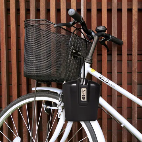 Vista 5 de Caja de seguridad portátil para interiores y exteriores con acceso a llave y combinación (negro)