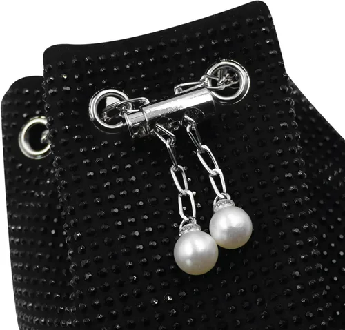 Vista 5 de Bolso de mano de noche con diamantes de imitación para mujer, con cordón brillante, bolso de hombro cruzado para baile de graduación