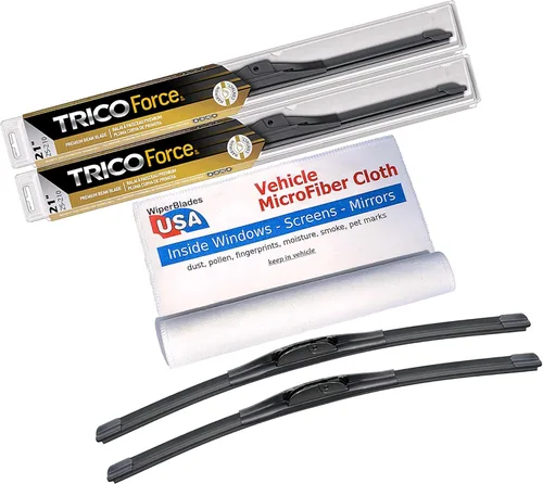 Vista 17 de Juego de limpiaparabrisas de haz prémium para Dodge Monaco 1974, juego de limpiaparabrisas Trico Force Beam con microfibra para interior de automóvil