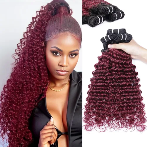 Vista 12 de Manojos de cabello humano ondulado profundo de 12, 14, 16 pulgadas, paquetes de ondas de agua, 100% sin procesar, 10A, cabello humano virgen