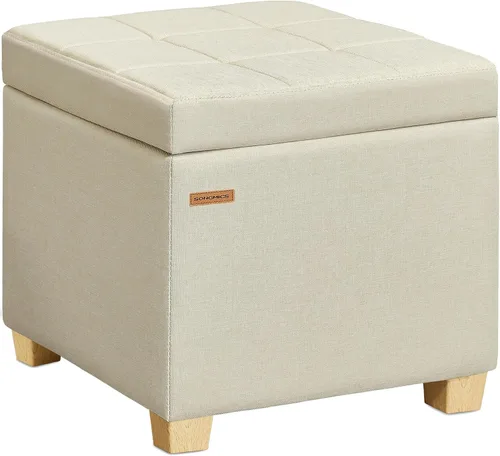 Vista 10 de SONGMICS Otomana redonda, otomana con almacenamiento, 17.7 x 17.7 x 17.5 pulgadas, reposapiés con patas, cuero sintético, carga de hasta 330 libras