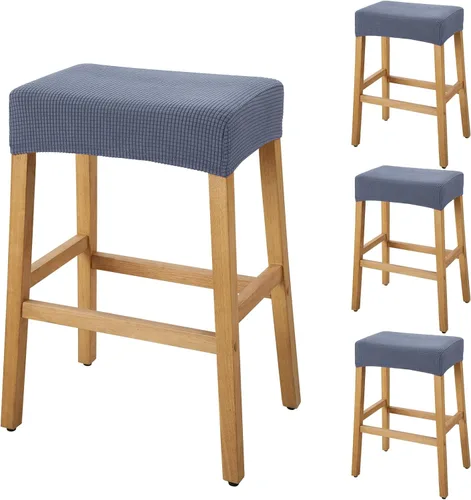 Vista 17 de YISUN Fundas de taburete rectangulares, paquete de 2 fundas elásticas impermeables para asiento de silla de montar, taburetes de bar, sillas de bar