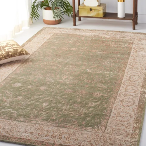 Vista 27 de SAFAVIEH Silk Road Collection SKR213G - Alfombra decorativa de lana tradicional hecha a mano, 2 x 3 pies, color granate y marfil