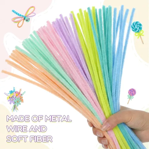 Vista 4 de 200 limpiapipas extralargas de 24 pulgadas para manualidades, color Color macaron