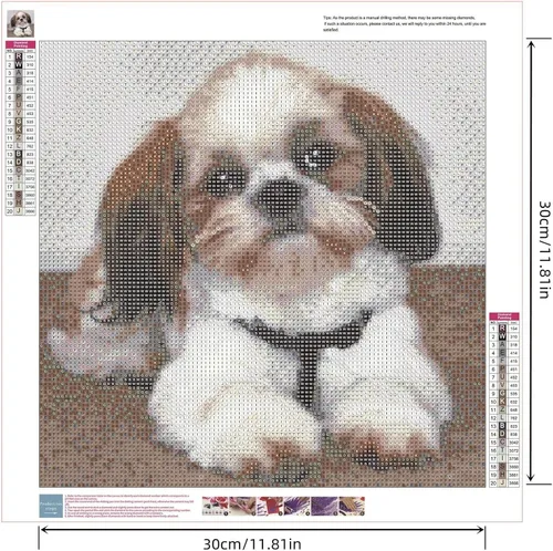 Vista 2 de Zimal Shih Tzu Dog DIY - Pintura de diamantes hecha a mano con diseño de animales, punto de cruz, mosaico de punto de cruz, bordado de diamantes