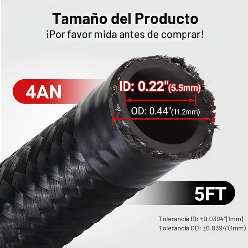 Vista 2 de EVIL ENERGY 4AN Línea de combustible, manguera trenzada de nylon CPE AN4 de 5 pies, negra Negro