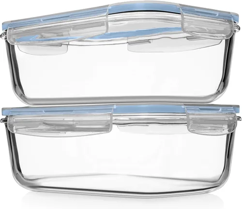 Vista 11 de Razab 4 recipientes grandes de vidrio para almacenar alimentos de 62.9 fl oz / 63 onzas / 8 tazas con tapas, recipientes de vidrio para preparar