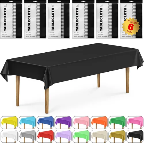 Vista 10 de DecorRack 2 Manteles rectangulares de plástico libres de BPA, 54 x 108 pulgadas, mantel de mesa para comedor, mantel rectangular para fiestas