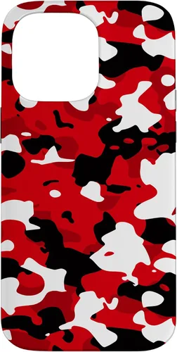 Vista 21 de iPhone 16 Negro + Blanco + Rojo Camuflaje Patrón Funda