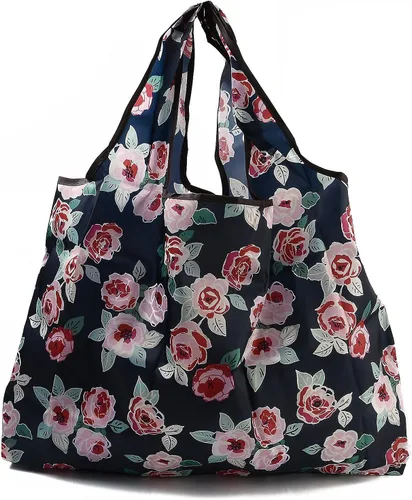 Vista 24 de BEEFLYING Bolsas de comestibles plegables, de nailon, ecológicas y reutilizables, impermeables, bolsas de la compra plegables